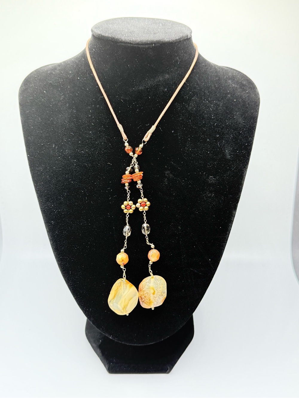 Handcrafted Orange Agate Pendant Necklace